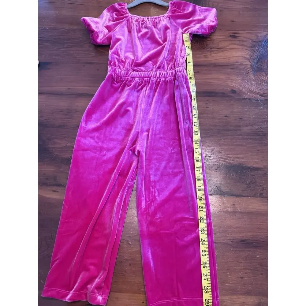 J. Crew Crewcuts Girl's Size 4 Velvet Jumpsuit Romper Pantsuit In Berry $80 NWT